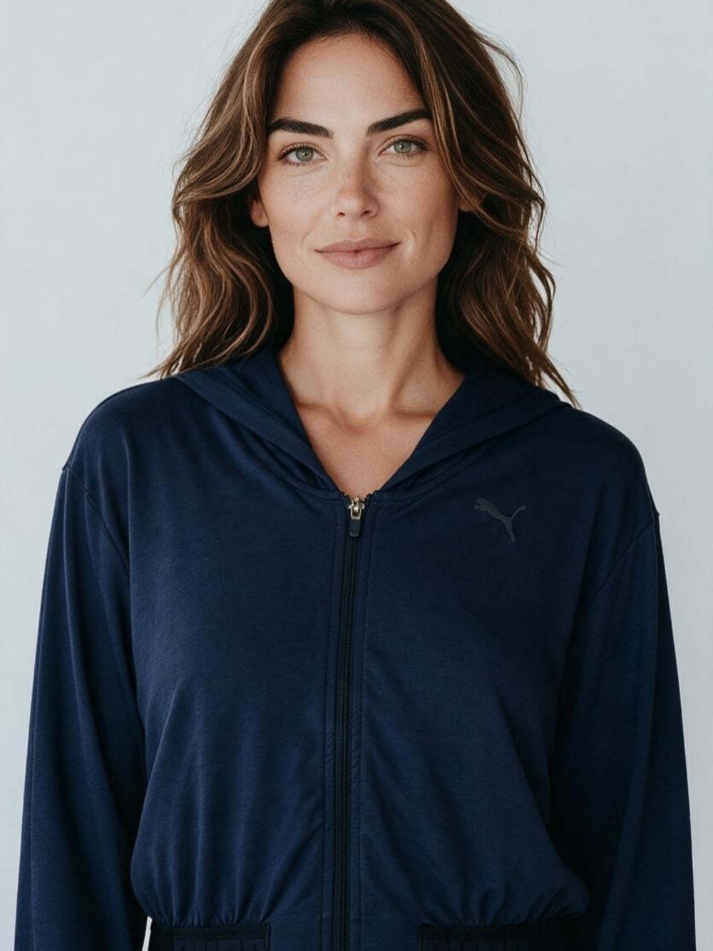 Puma Women's Hooded Bomber in Blue - Size Medium